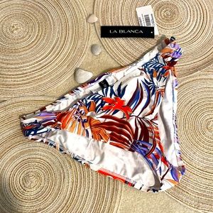 NWT 14 LA BLANCA White & lilac palm leaf bikini